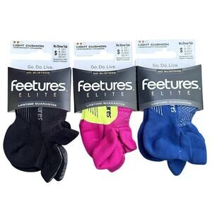 NEW Lot 3 Feetures Elite Light Cushion No Show Tab Running Socks Small W 4–6.5